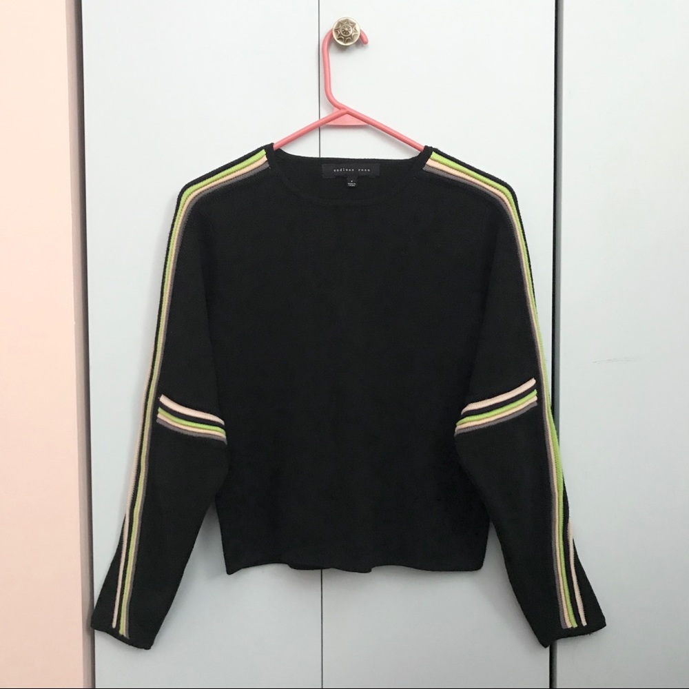 Endless Rose Black Sweater with Multicolor Stripes